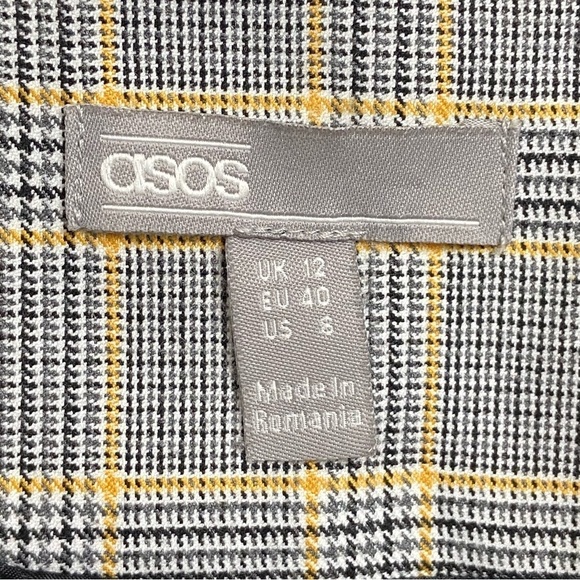 ASOS / Yellow, Black & White Hounds Tooth Print Blazer Size US 8 - Picture 3 of 12